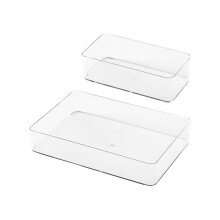 4Pcs Multi-Function Storage Box Transparent Plastic Drawer Organizer