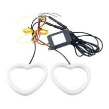 RGB LED Angel Eyes Haloringar med Appkontroll - Hjärtformad Design, Bärnstensfärgat Varningsljus, Bilbelysningstillbehör