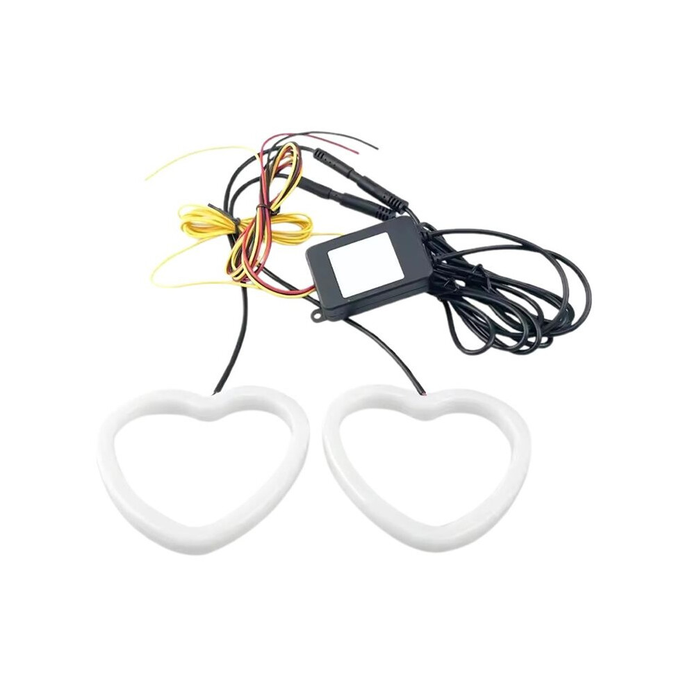 Rgb Led Angel Eyes Halo Rings With App Control - Heart Shape Design, Turning Drl Car Lights Accessories Amber/Light 6031068232298