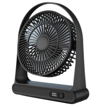 Kleiner USB-Desktop-Ventilator, Büro-Ventilator, Tragbarer -Ventilator mit Wiederaufladbarem Digitaldisplay, Schwarz