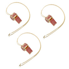 Red Necklace Style, Exquisite Diamond-Encrusted Referee Whistle, Cute Rhinestone Whistle, Metal Whistle