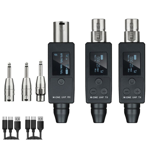 Wireless Microphone 2Pcs Transmitter UHF Receiver Plugged Into XLR Mic Wireless System Suitable for Dynamic 48V Mic 1