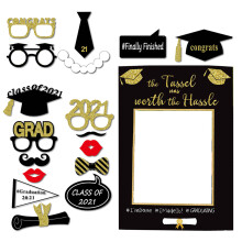 18Pièces Props Photo Booth Graduation Noir Bois Pour Selfies