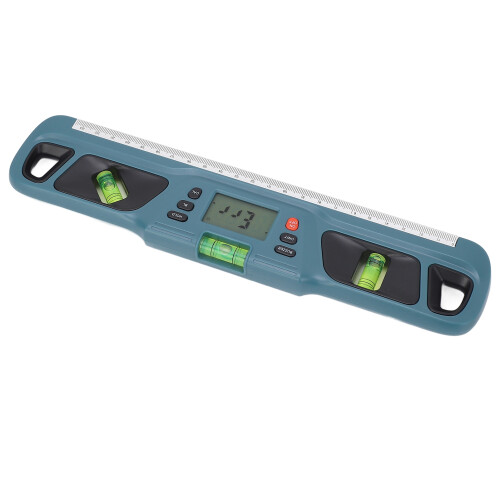 Livello digitale con display LCD, ABS, trova-angoli, Ciano