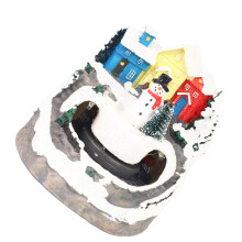 Boîte à musique de Noël en résine, ornement train rotatif