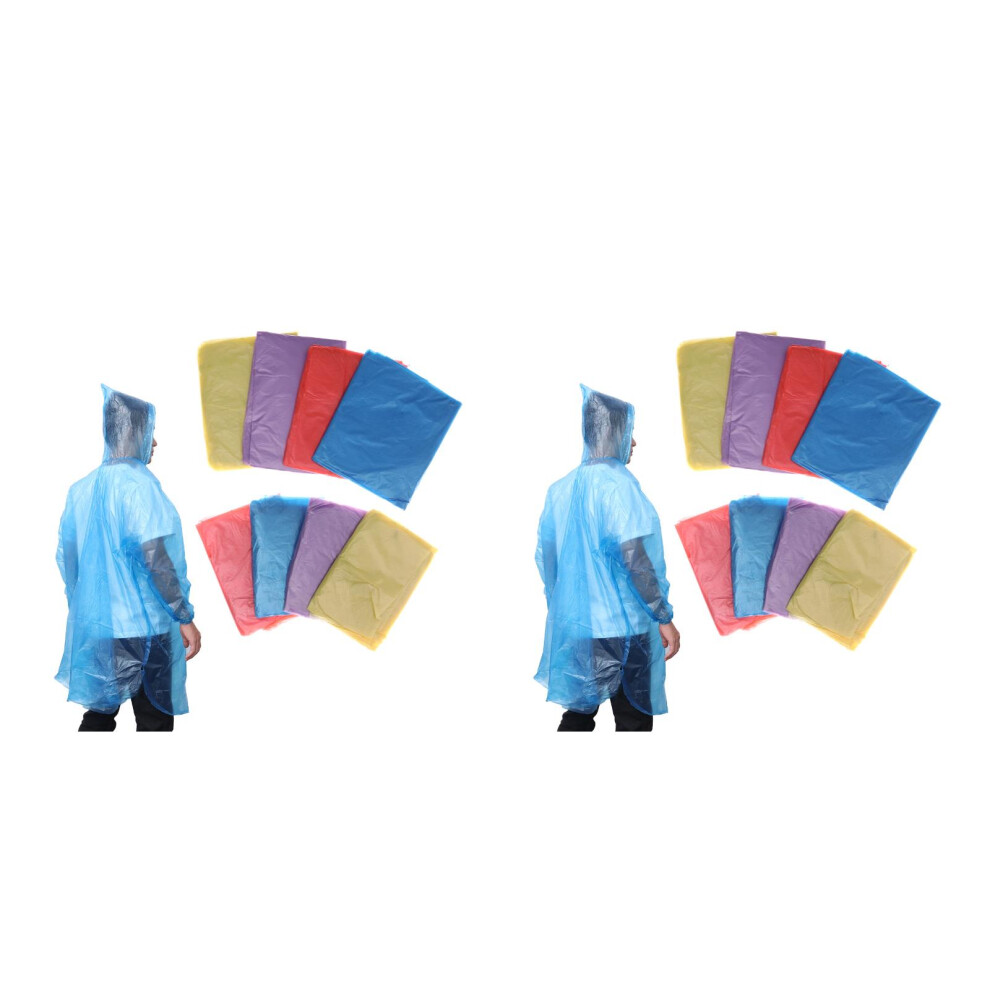 16Pcs Waterproof Adult Raincoat With Hood Lightweight Portable Poncho 3701566719302