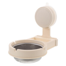 Suction Cup Ashtray Wall Mounted Beige Carbon Steel Plastic Holder