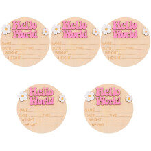 5Pcs Wood Baby Name Announcement Signs Nursery Decoration