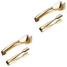 4Pcs Household Golden Stainless Steel Toast Ice Cube Food Tongs