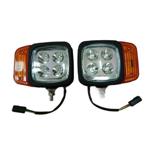 1 Pair Excavator Headlight Set Front Work, and Top Lights with Turn Signal Assembly Forklift Accessorie