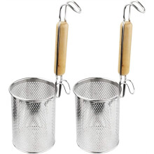 2 Koszyki na Makaron, Sitko Ze Stali Nierdzewnej z Drewnianym Uchwytem do Makaronu i Makaronu