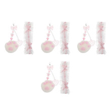 4Sets DIY Lace Ribbon Keyboard Strap with Cute Cat Paw Charm for Desk