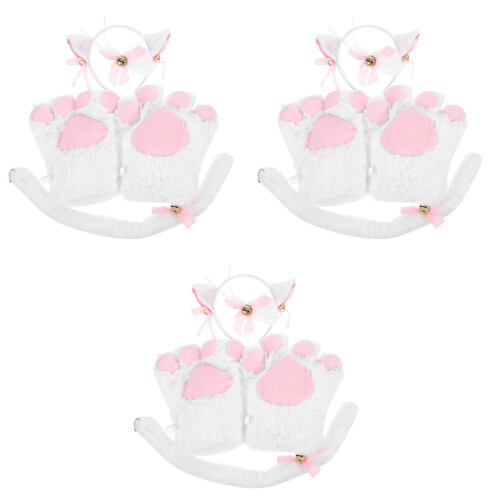 3Ensembles Costume Chat Oreilles Peluche Bow Tie Et 1