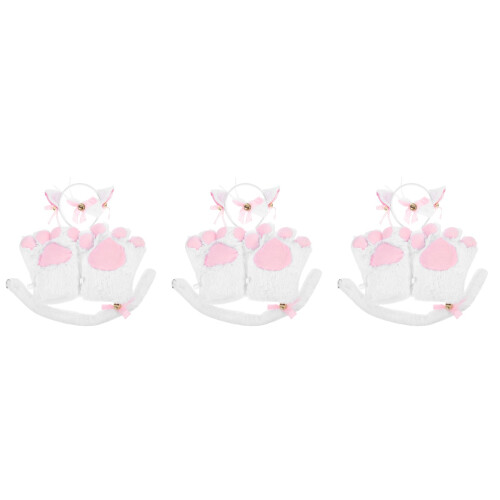 3Ensembles Costume Chat Oreilles Peluche Bow Tie Et 2