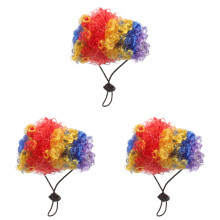 3Pcs Nylon Fiber Dog Wig Pet Clown Headdress Adjustable Elastic Strap