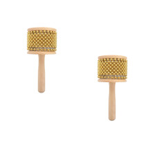 2Pièces Petit Cabasa Bois Métal Instrument Percussion Portable