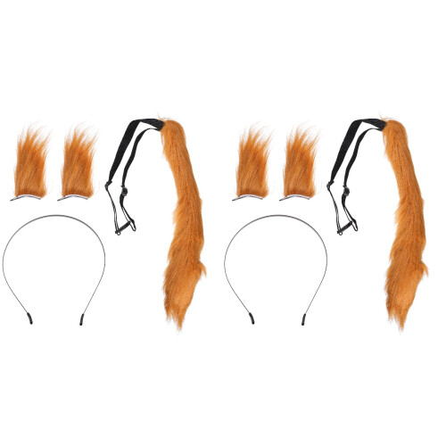 2Sets Braune Plüsch Haarclips Tierohren Für Rollenspiel Party 1