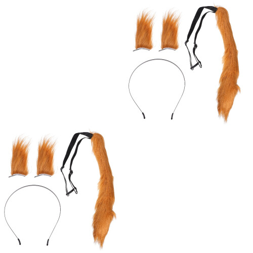 2Sets Braune Plüsch Haarclips Tierohren Für Rollenspiel Party 2