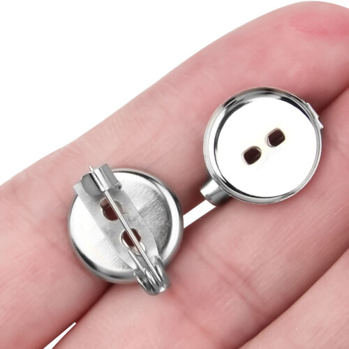 50Stk Handgefertigte Broschen-Basen Silbernem Eisen Für Schmuck 1