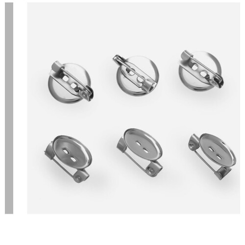 50Stk Handgefertigte Broschen-Basen Silbernem Eisen Für Schmuck 2