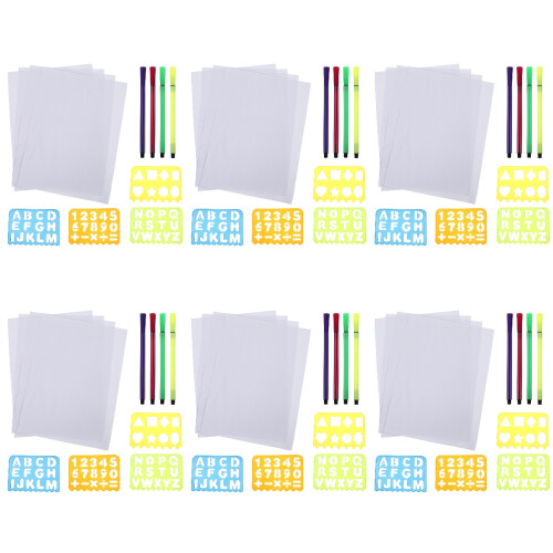 6Sets Kinder Lineale Alphabet Stencils Auswaschbar Bunt 1