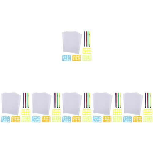 6Sets Kinder Lineale Alphabet Stencils Auswaschbar Bunt 2