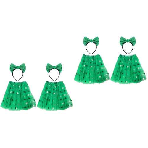 2Ensembles Ensemble St Patrick Enfants Vert Jupe Et Hearess 2