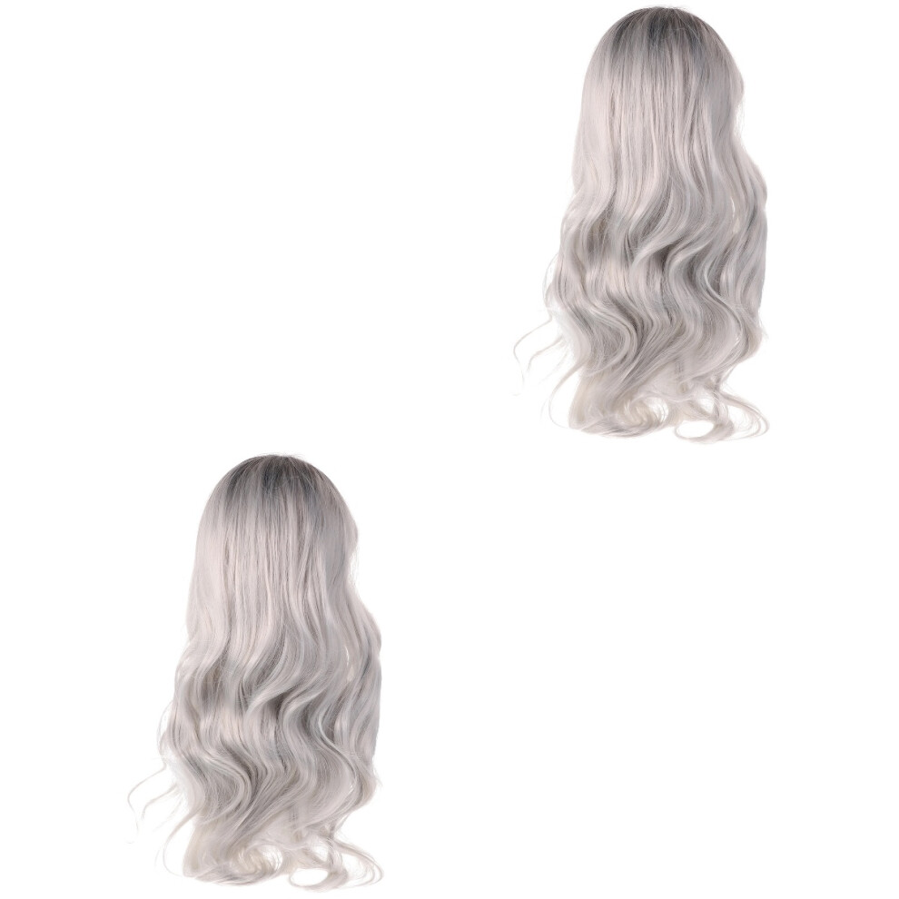 Iplusmile Unisex 2Pcs Synthetic Long Curly Wig For Women Multi Color Cosplay Use