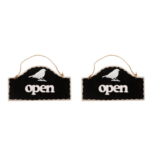 2Pcs Wood Open Closed Sign Double-Sided Pattern