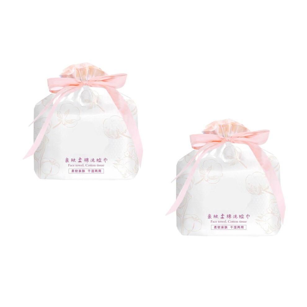 Solustre White 2Packs Lightweight Disposable Face Towels Makeup Remover Pads