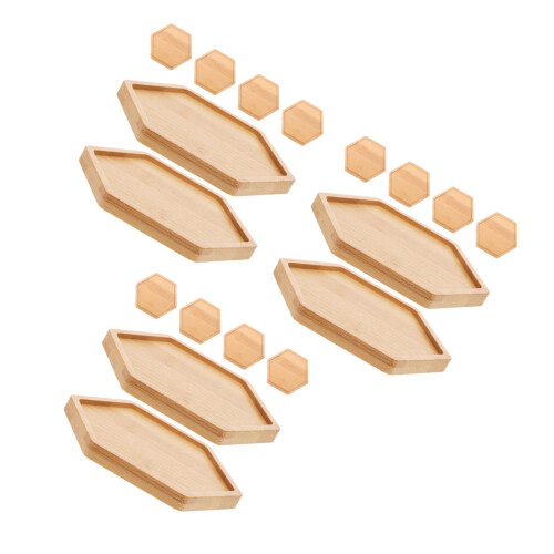 18Pièces Coupelles Bambou Beige Table Intérieure