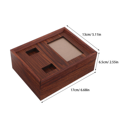 Solid Wood Pet Ashes Box Coffee Color with Photo Display Frame 1