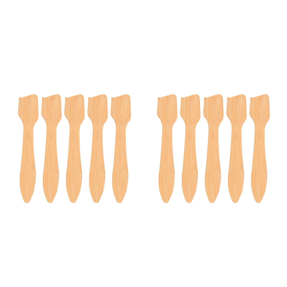 Vaguelly 10Pcs Durable Bamboo Makeup Spatulas Mini Cosmetic Tools For Skincare