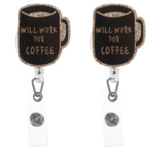 2St Zwart Acryl Badge Reel Met Stevige Clip Voor Dagelijks Gebruik