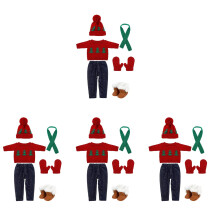 4Sets Kerstpop Katoenen Kleding Set Assorti Kleur Voor Decoratie
