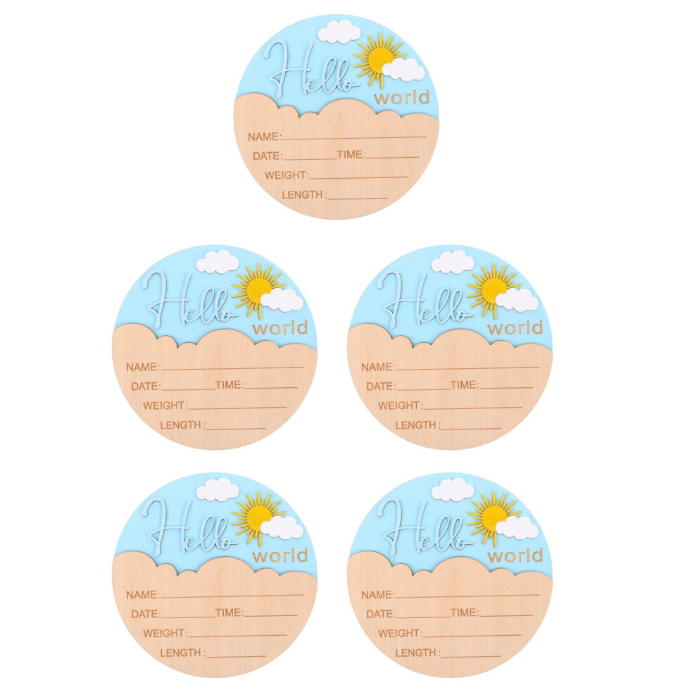 Iplusmile 5Pcs Durable Wooden Newborn Name Plaques Multi-Color Baby Photo Props