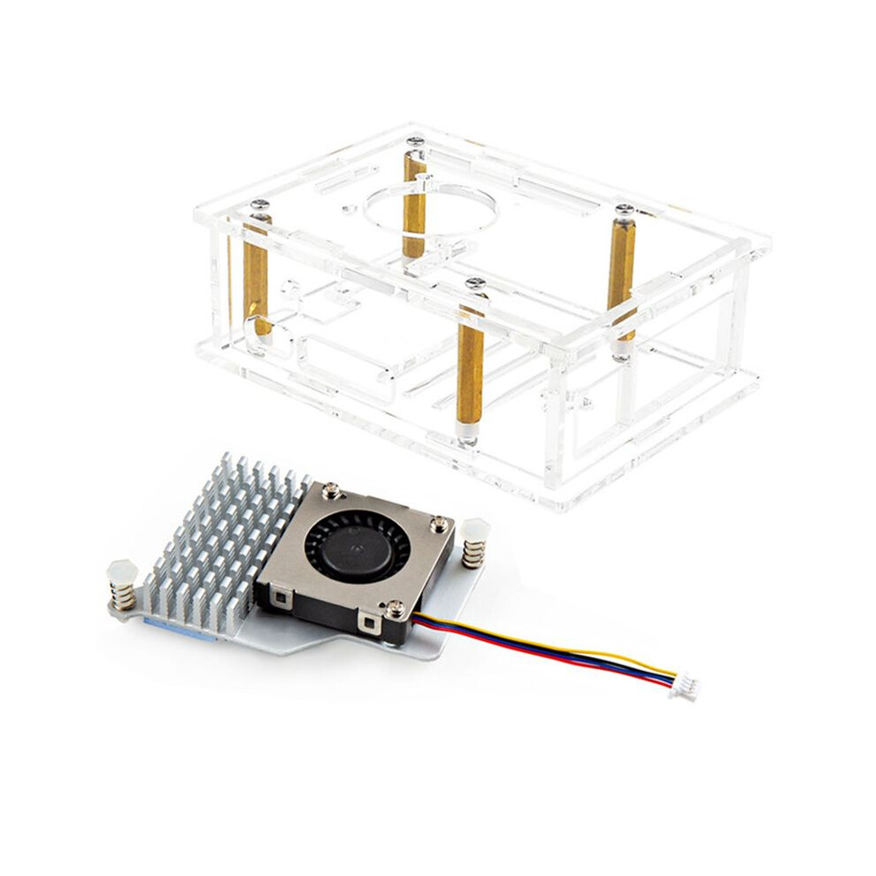 For Raspberry Pi 5 Acrylic Case+Heat Sink With Cooling Fan Transparent Shell Protective Case For Pi 5 4714113088027