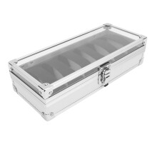 6 Slots Watch Storage Box – Flannel Interior Aluminum Case, 26x11.5x6.5cm