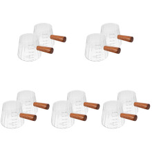 10Stk Espressomessbecher Mit Holzgriff, Transparenter Milchbecher