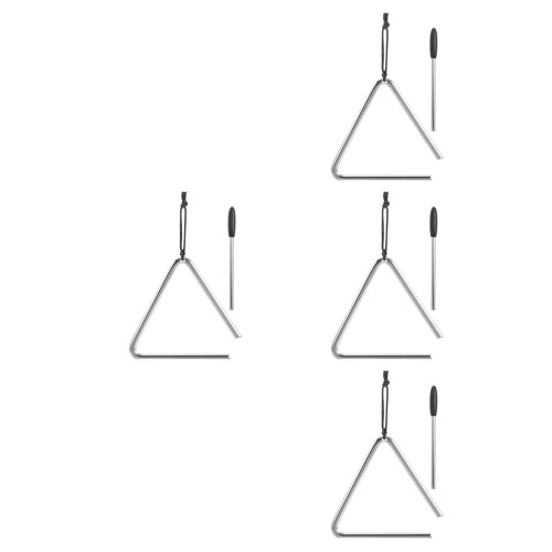4Ensembles Triangles Musicaux Argentés Jeu Percussion Enfants Portable