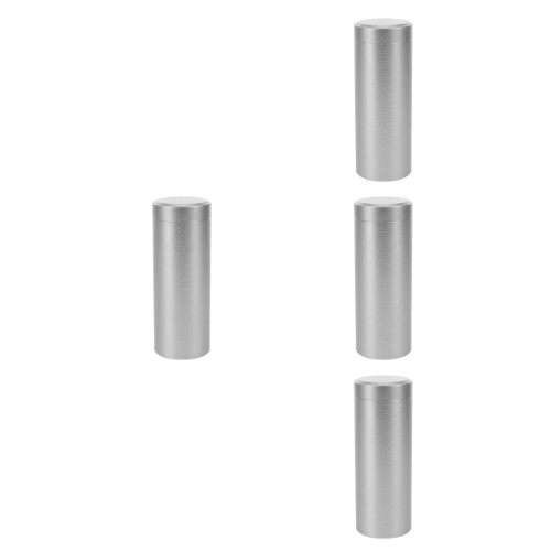 4Pcs Compact Silver Tea Canister Airtight Nut Spice Storage Container