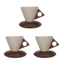 3Sets Handmade Ceramic Coffee Mugs Assorted Color Rustic Funnel Design