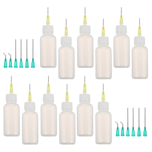 2Sets Plastic Needle Tip Squeeze Bottles for Accurate Glue Dispensing