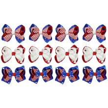 12St Bowknot Haarclips Accessoires Met Vlagpatroon Multi Kleur