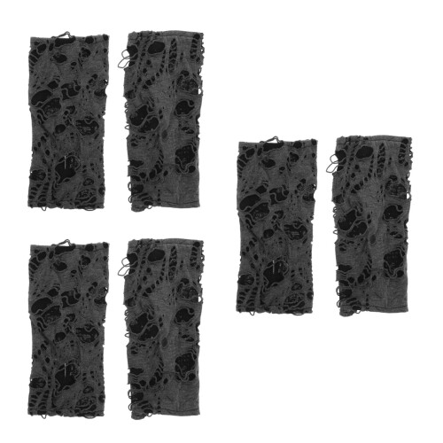 3Paires Mitaines Stretch Polyester Punk Goth Pour Costume Halloween