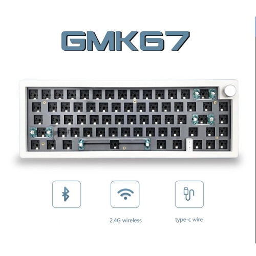 GMK67 Hot Swappable RGB Backlight Mechanical Keyboard Kit  2.4G Wireless 3 Mode Customized DIY Keyboard White 1
