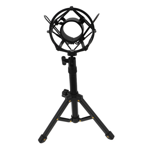 Compact Black Desktop Tripod Mic Stand Durable Metal Plastic Base