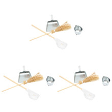 3Jgo Kit Miniatura De Limpieza Para Muñecas Con Cubo Y Recogedor
