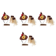 4Sets Cloth Scarecrow Hat Headband Wristbands Necklace Carnival Decor