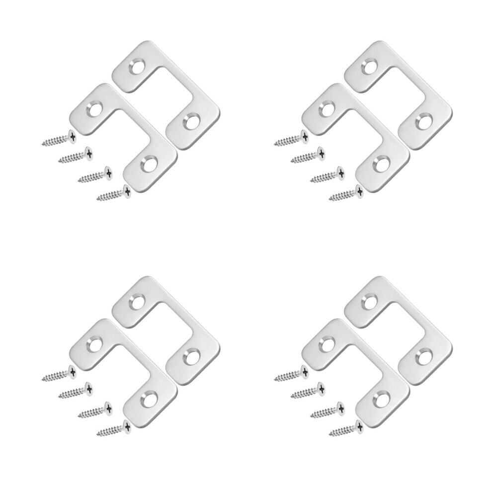 8Pcs Silver Door Latch Plates Stainless Steel Deadbolt Reinforcement 3701208598319
